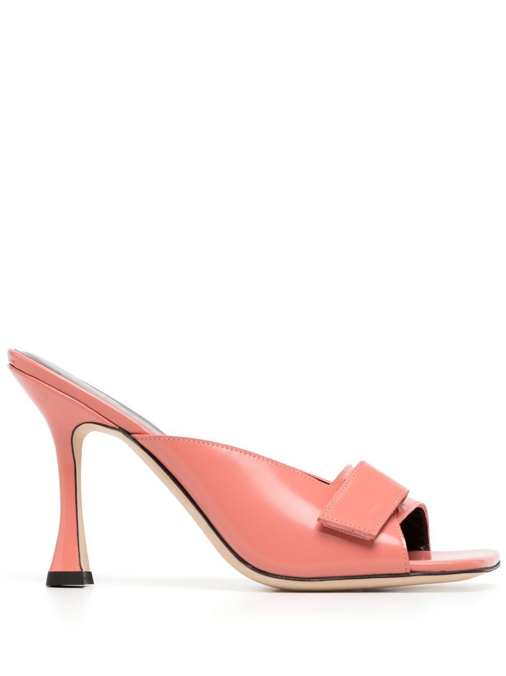 Olivia square-toe leather mules - Pink