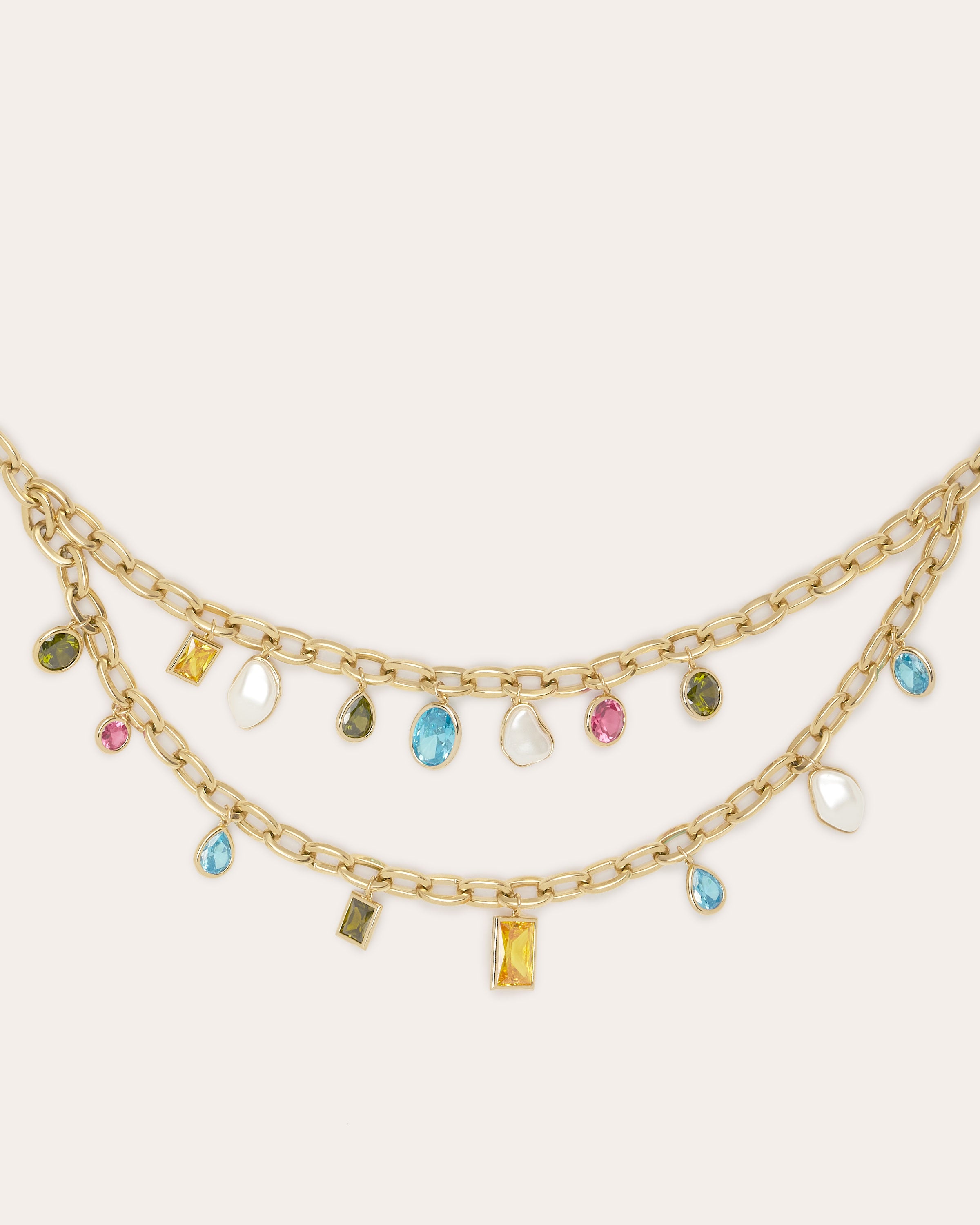 Millie Multicolor Stone Layered Chain Belt in Multicolor