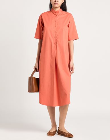 Woman Midi dress Orange Size S Cotton, Elastane