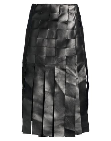 Woman Midi skirt Black Size 10 Leather