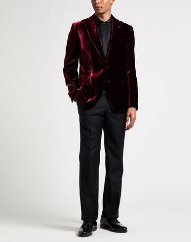Man Blazer Burgundy Size 42 Cotton, Viscose