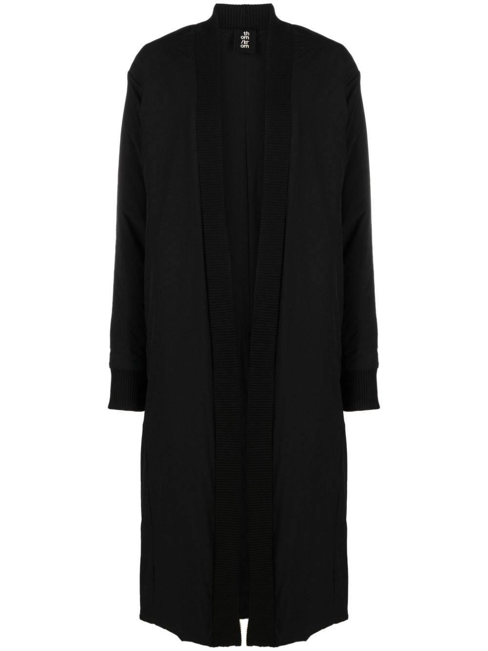 Rear-slit single-breasted padded coat - Black