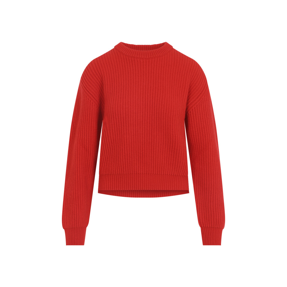 Red Knitted Crew Neck Sweater