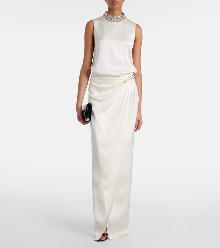 Sequined silk satin top
