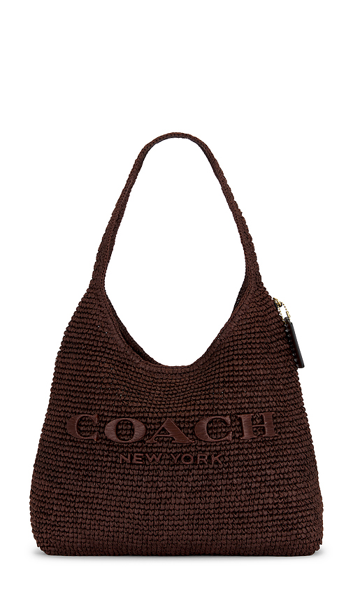 Coach Refined Weave Straw Brooklyn 34 Shoulder Bag in Mauve