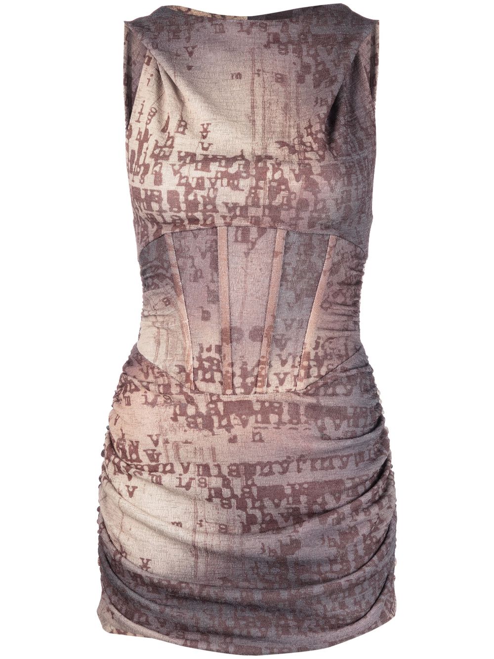 Typewriter Corset mini dress - Brown