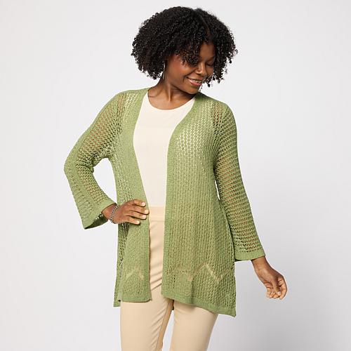 3/4 Bell Sleeve Knit Cardigan - Soft Olive