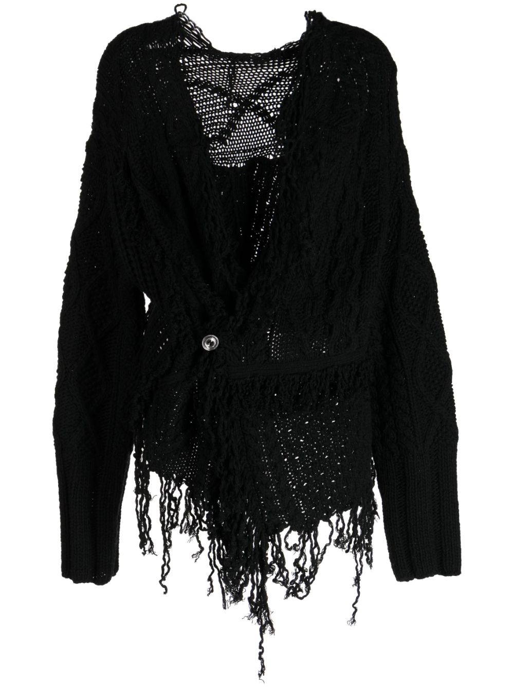 Distressed asymmetric cardigan - Black