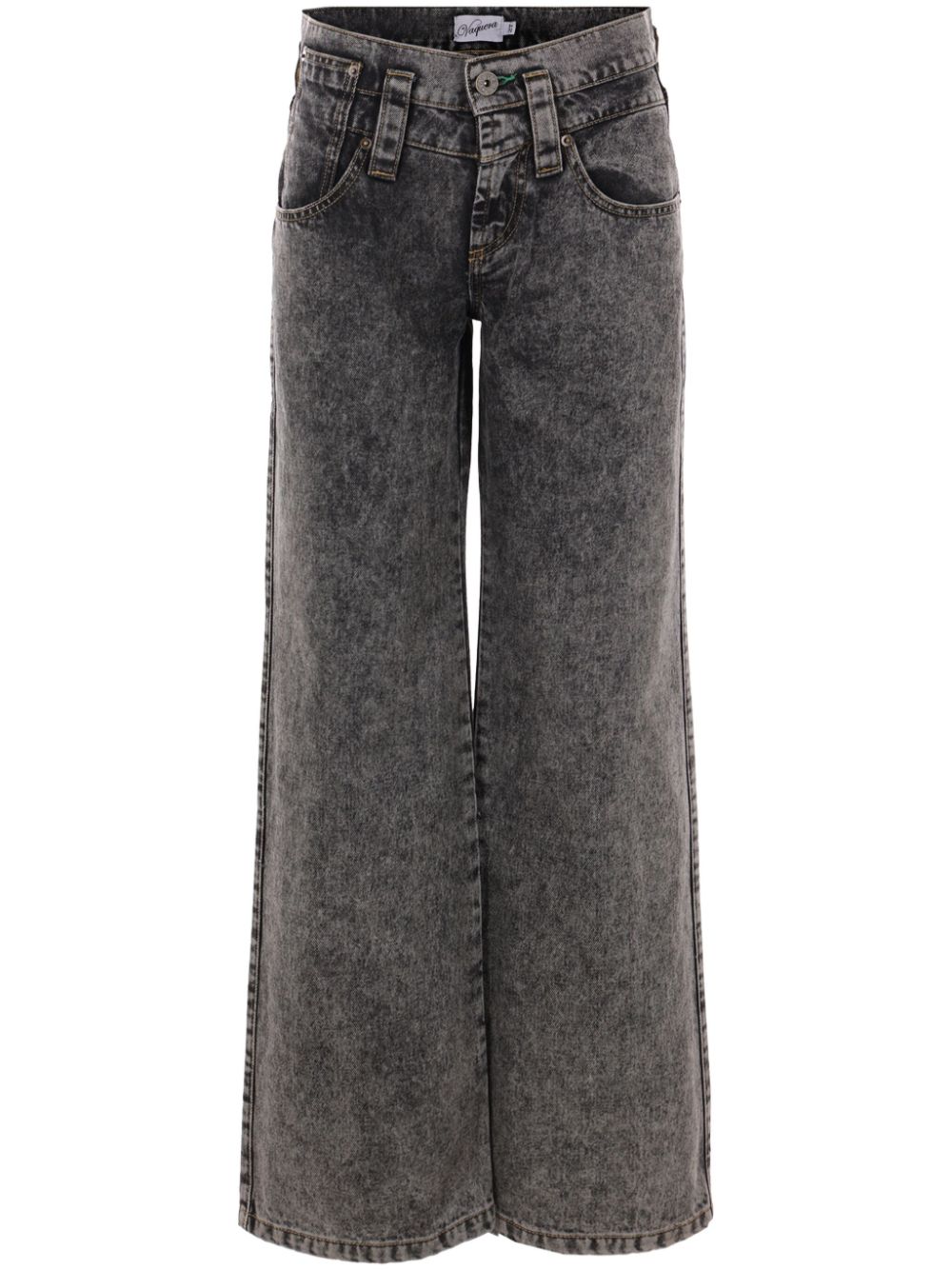 Washed wide-leg jeans - Black
