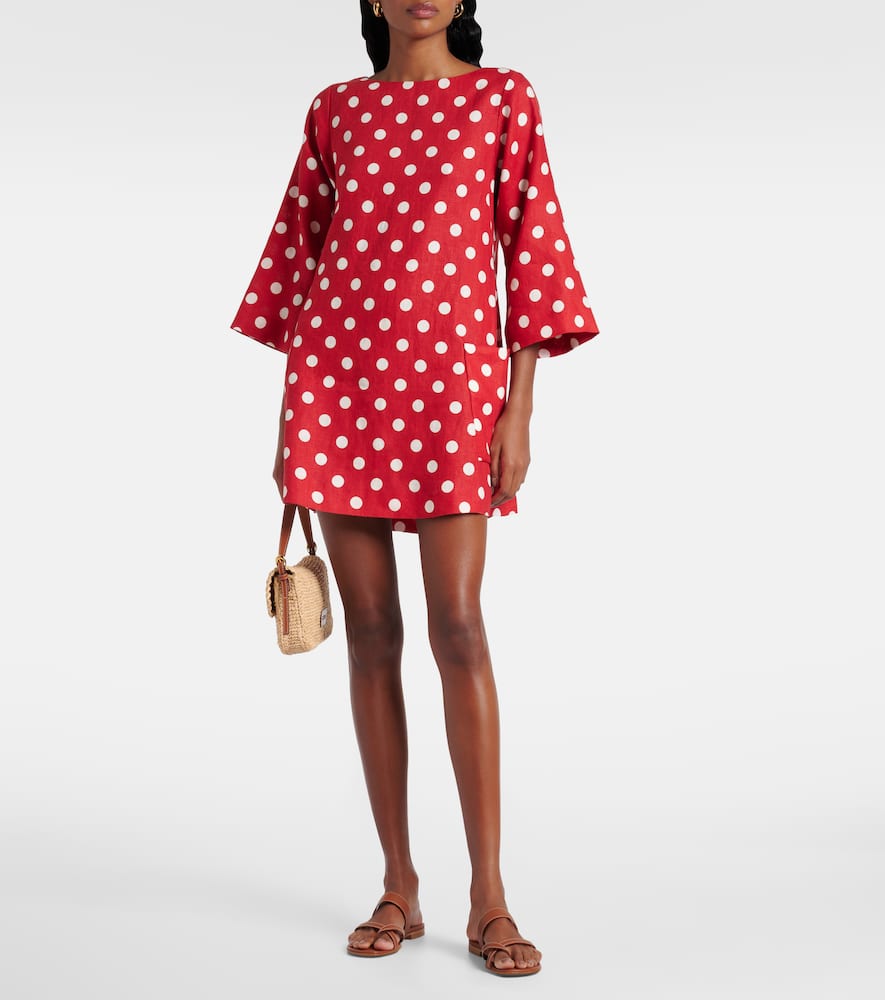 Nina polka-dot linen minidress