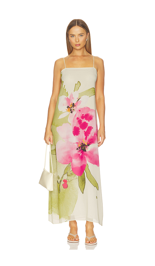 Especia Java Tropical Long Dress in Green,Pink. - XL also in