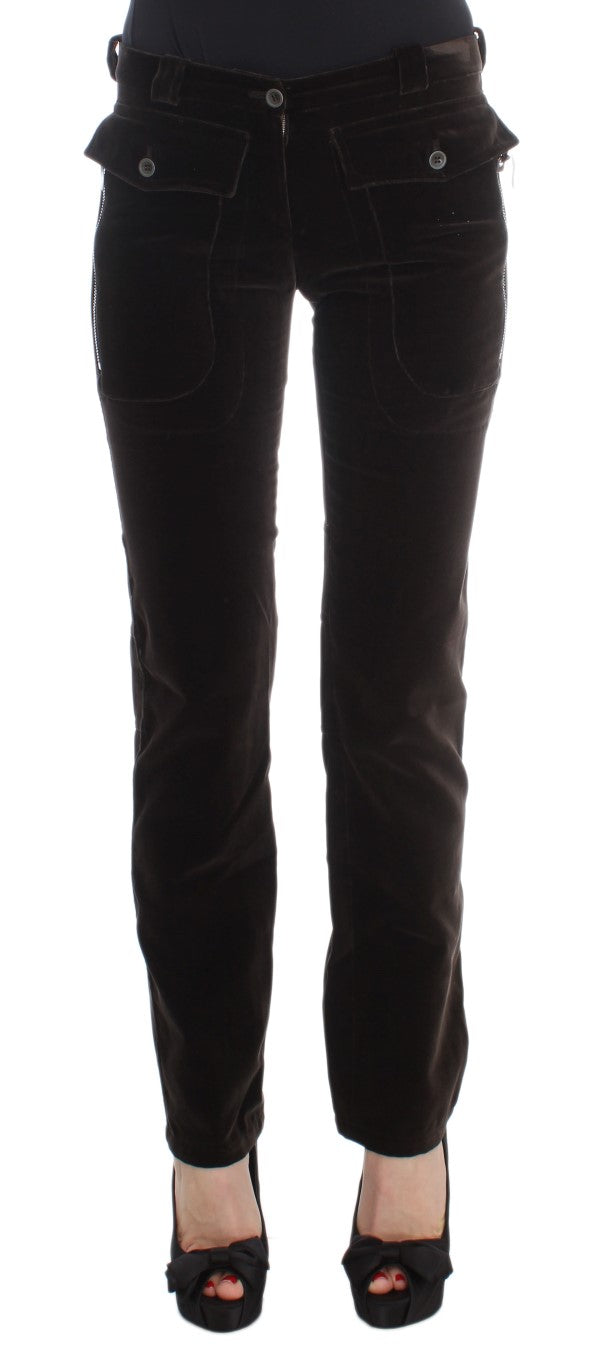 Cotton Velvet with Cargo Pockets Trousers — Brown