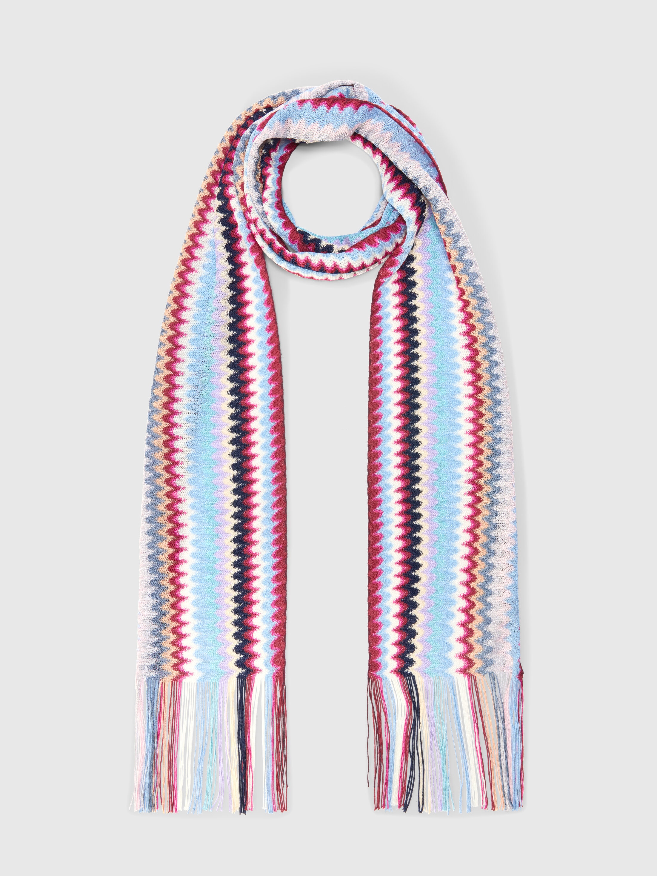 Missoni - Viscose scarf with fringes and zigzag motif, Women, Multicoloured, : UNIC