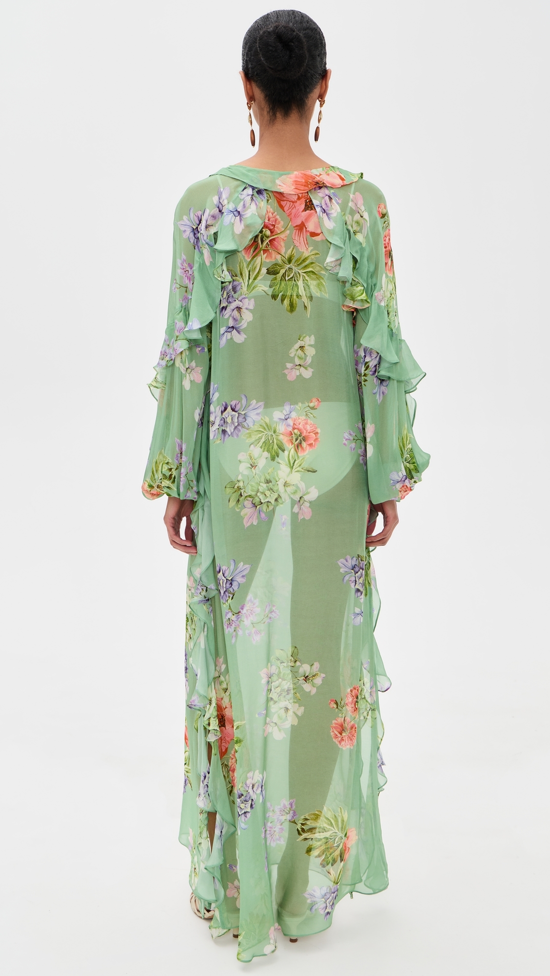 Long Ruffle Caftan Green