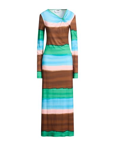 Woman Maxi dress Brown Size 4 Polyester, Elastane