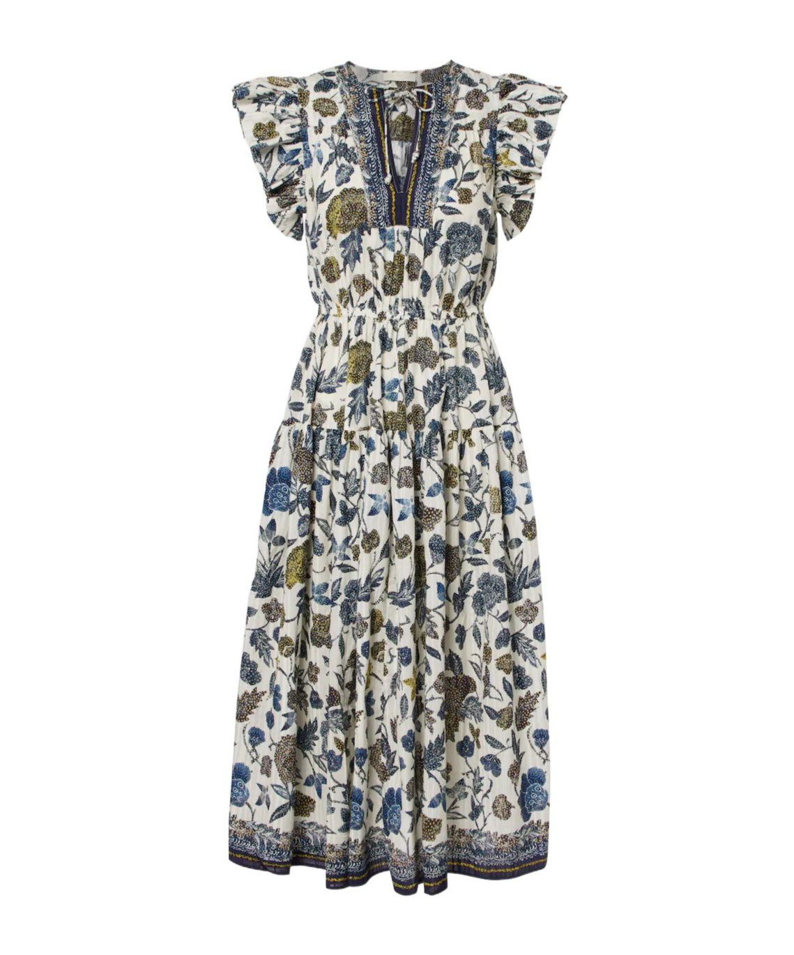 Kairi gathered cotton-blend midi dress