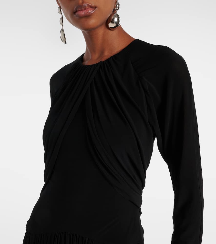 Galina draped gathered jersey maxi dress