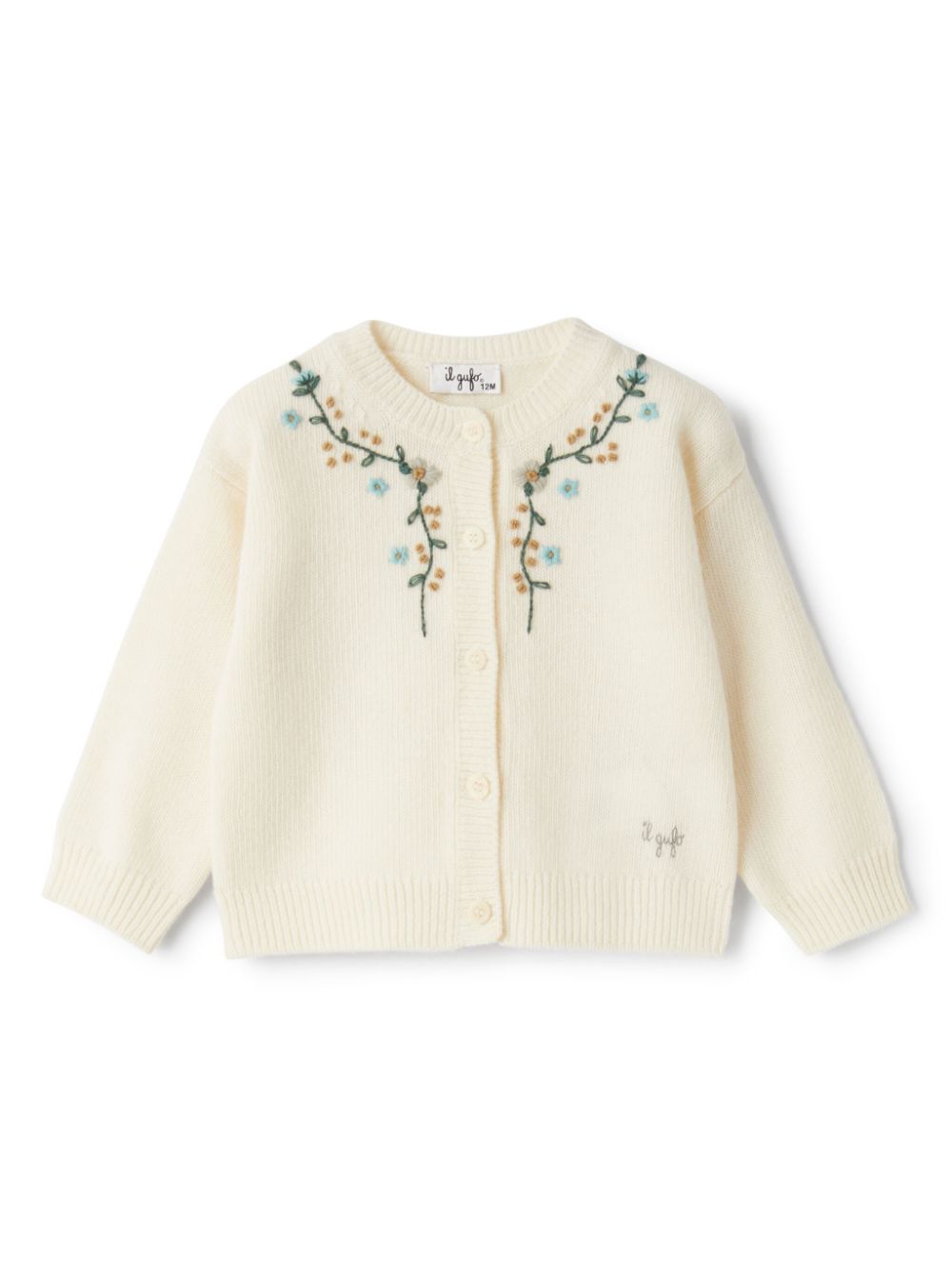 Floral-embroidered cardigan - Neutrals