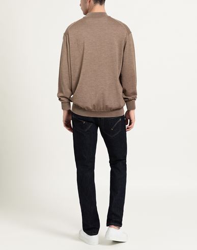 Man Turtleneck Light brown Size 48 Merino Wool