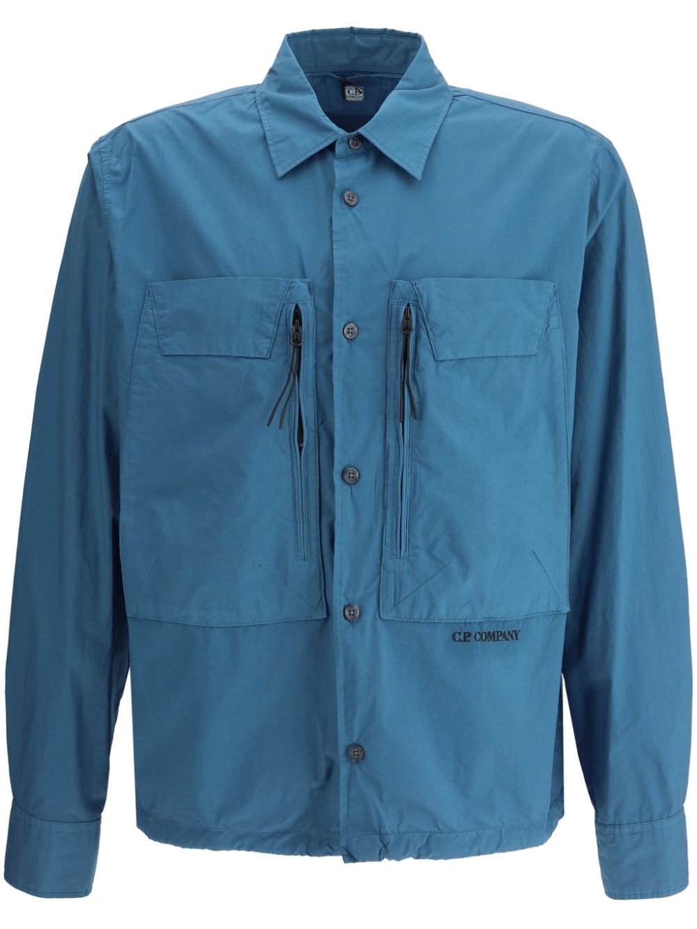 Logo-embroidered shirt - Blue