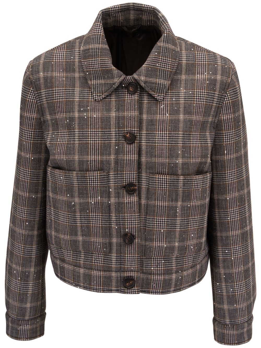 Plaid-checked wool-blend jacket - Neutrals