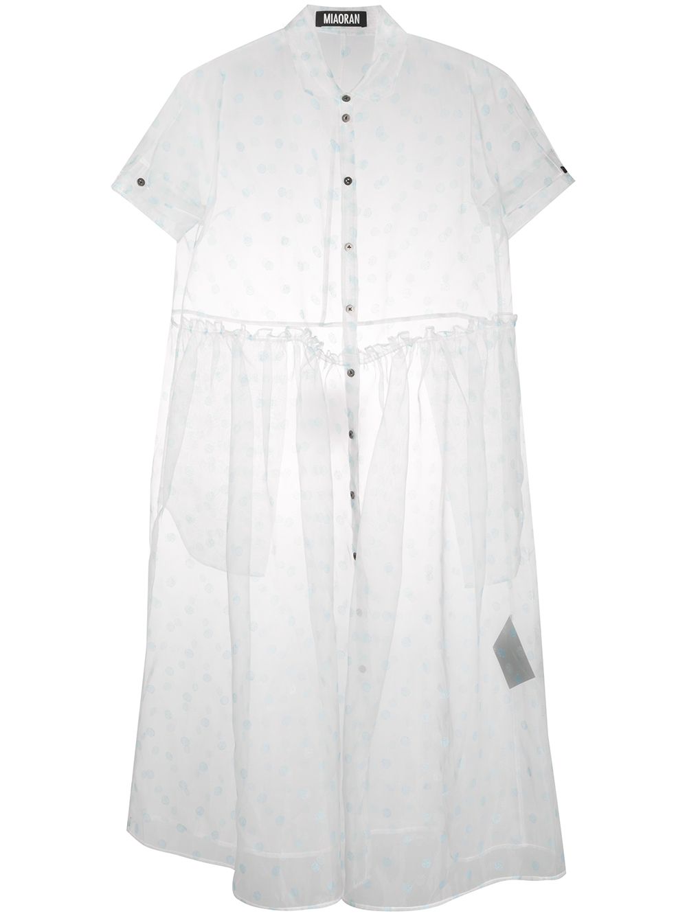 Polka-dot chiffon shirt dress - White