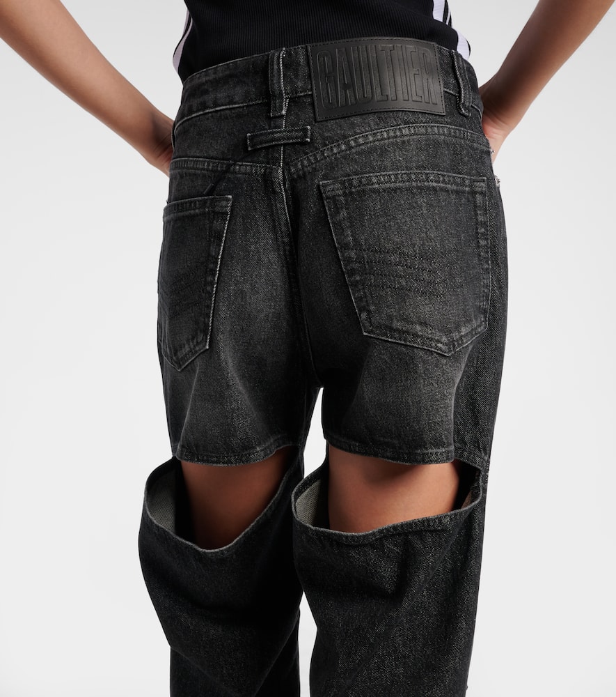 Cutout high-rise wide-leg jeans