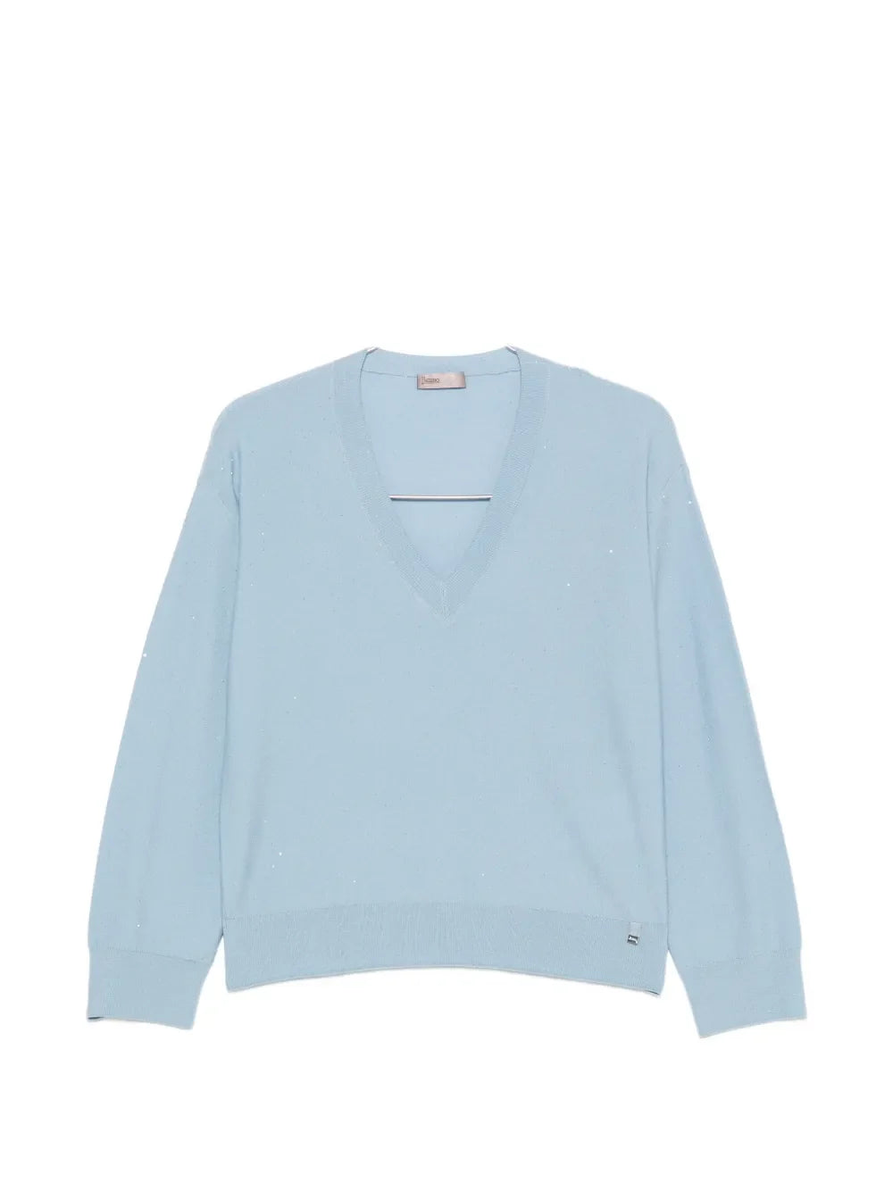 Sequin-Embellished Wool Sweater — light blue