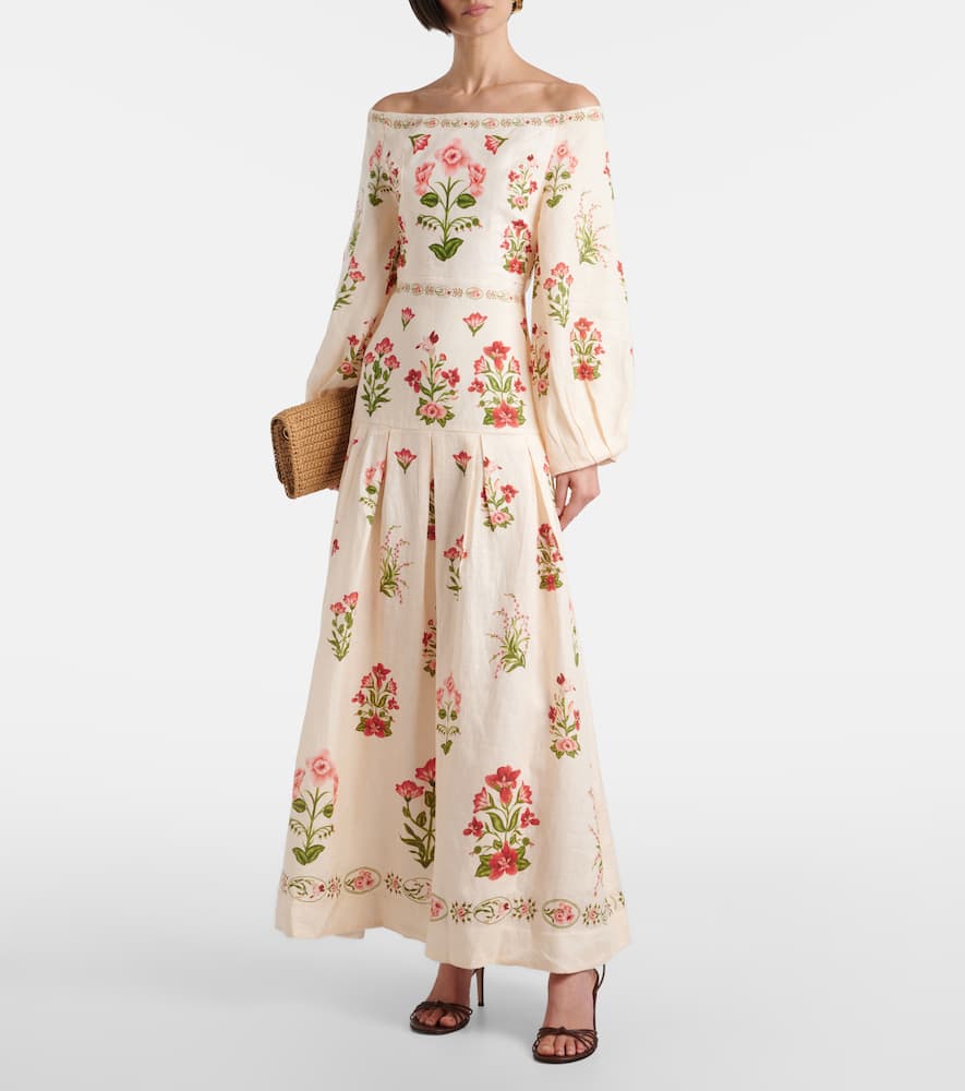 Senlis Canna off-shoulder linen maxi dress