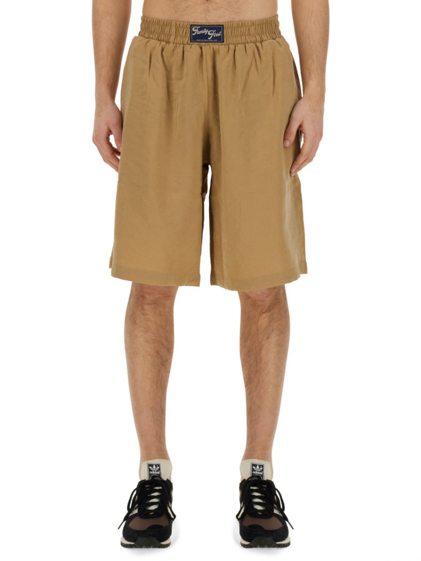 Beige Logo Shorts