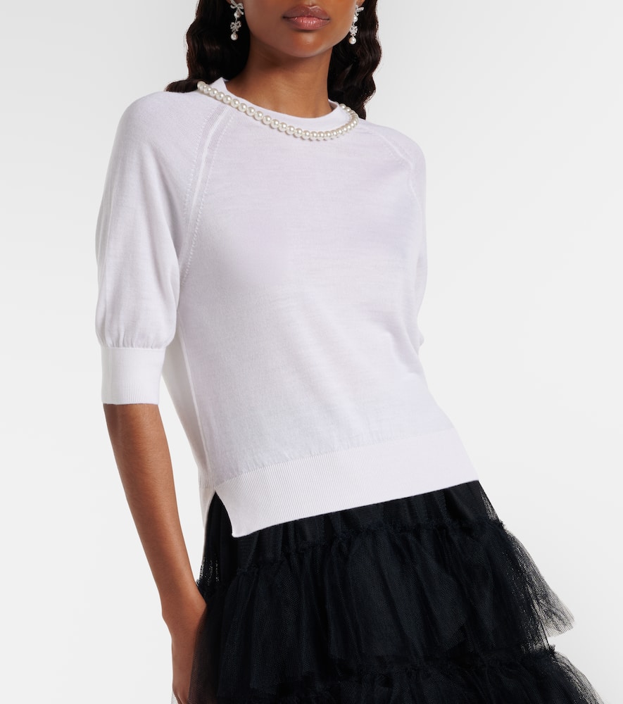 Embellished wool and silk top