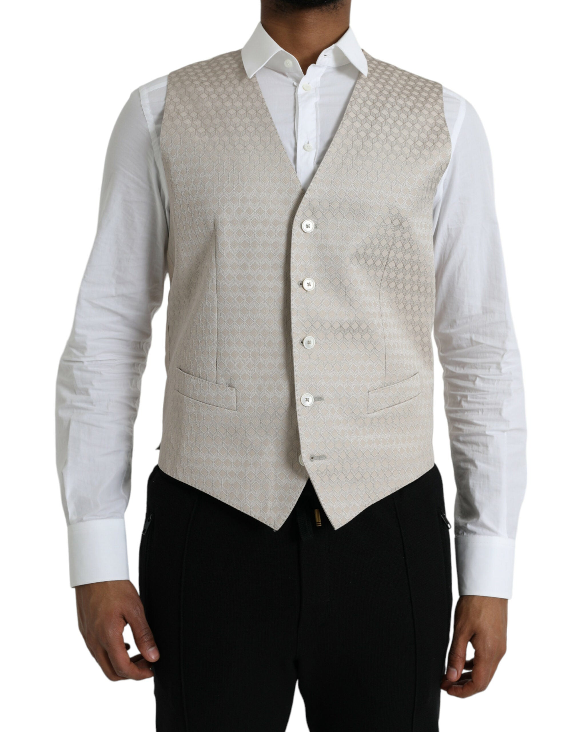 Diamond-Quilted Cotton Silk Vest — White