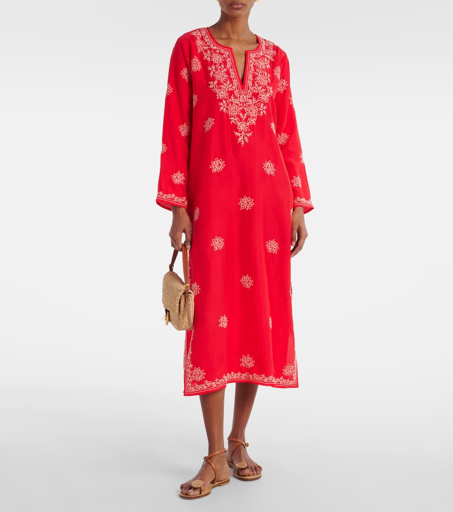 Embroidered silk kaftan