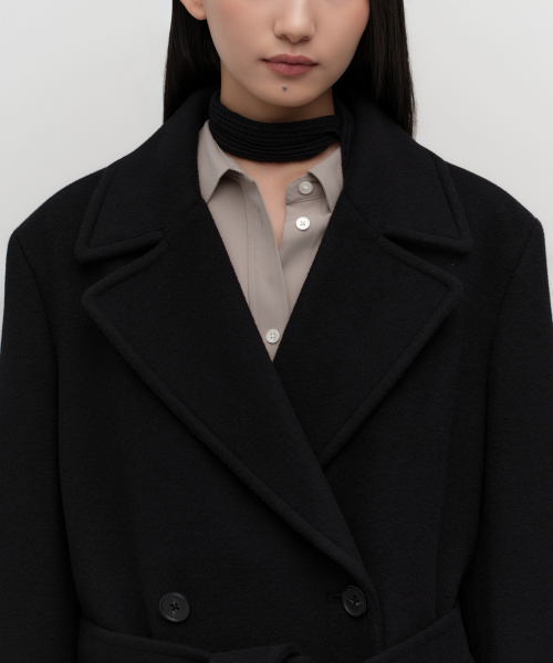 Womens Cashmere Blend Oversized Shoulder Trench Coat