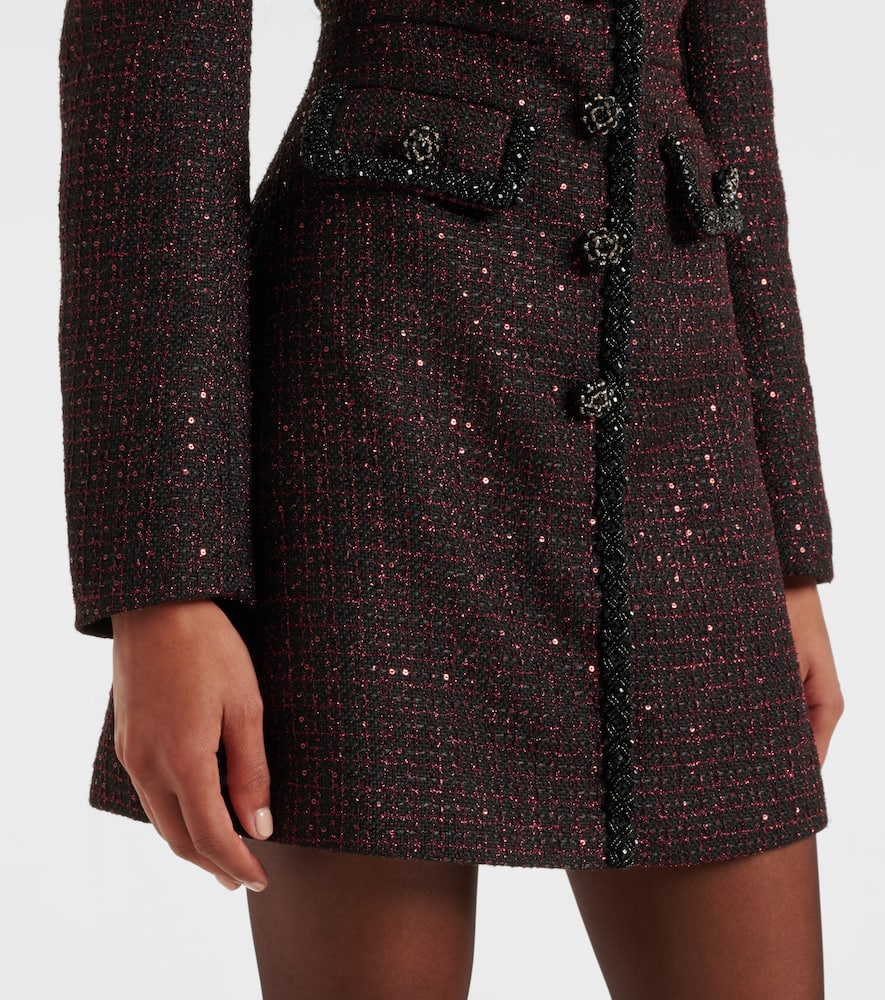 Self-Portrait Sequined tweed minidress