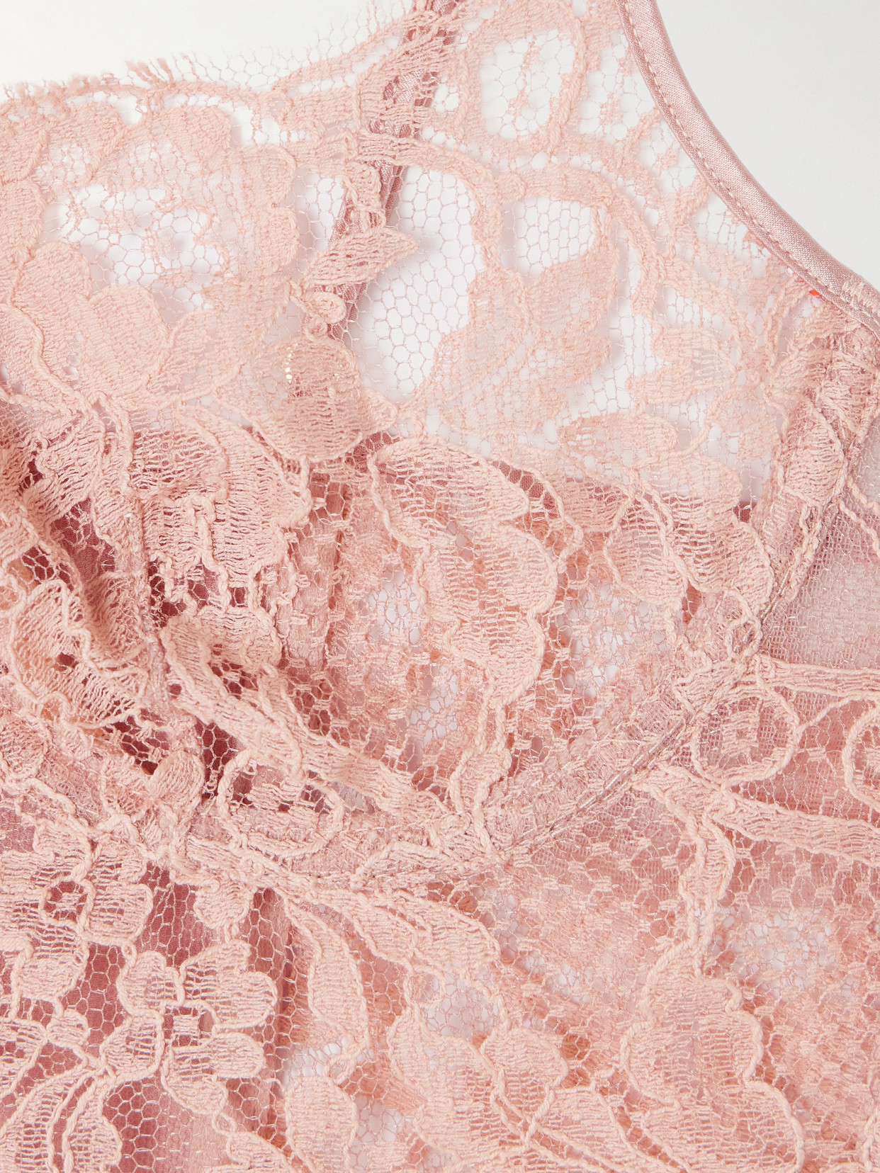 Camille Stretch-silk Satin-trimmed Organic Cotton-blend Lace Underwired Bra - Pink