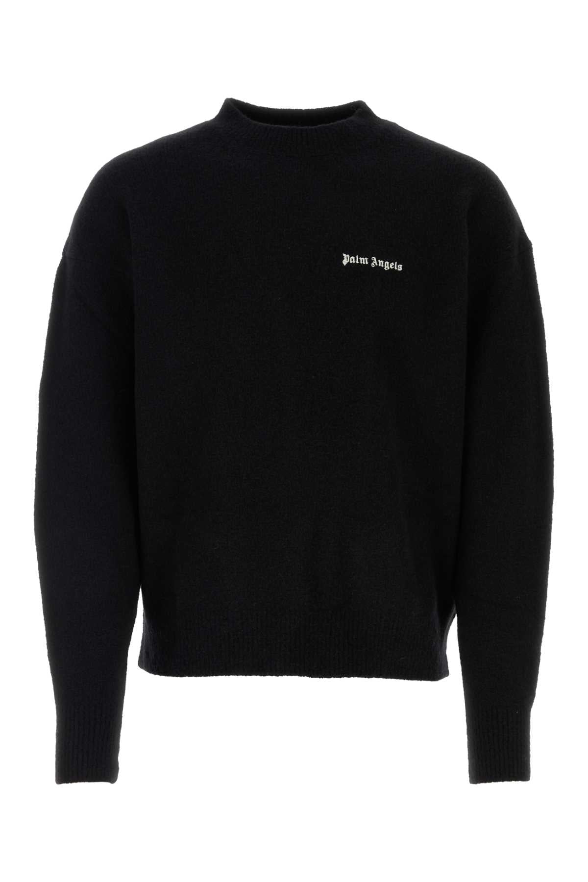 Logo-Embroidered Merino Wool Blend Sweater — Black