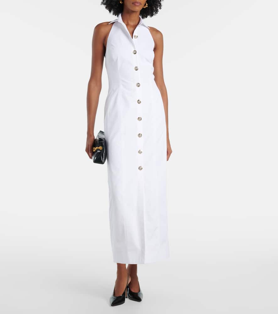 Open-back buttoned poplin shirt dress