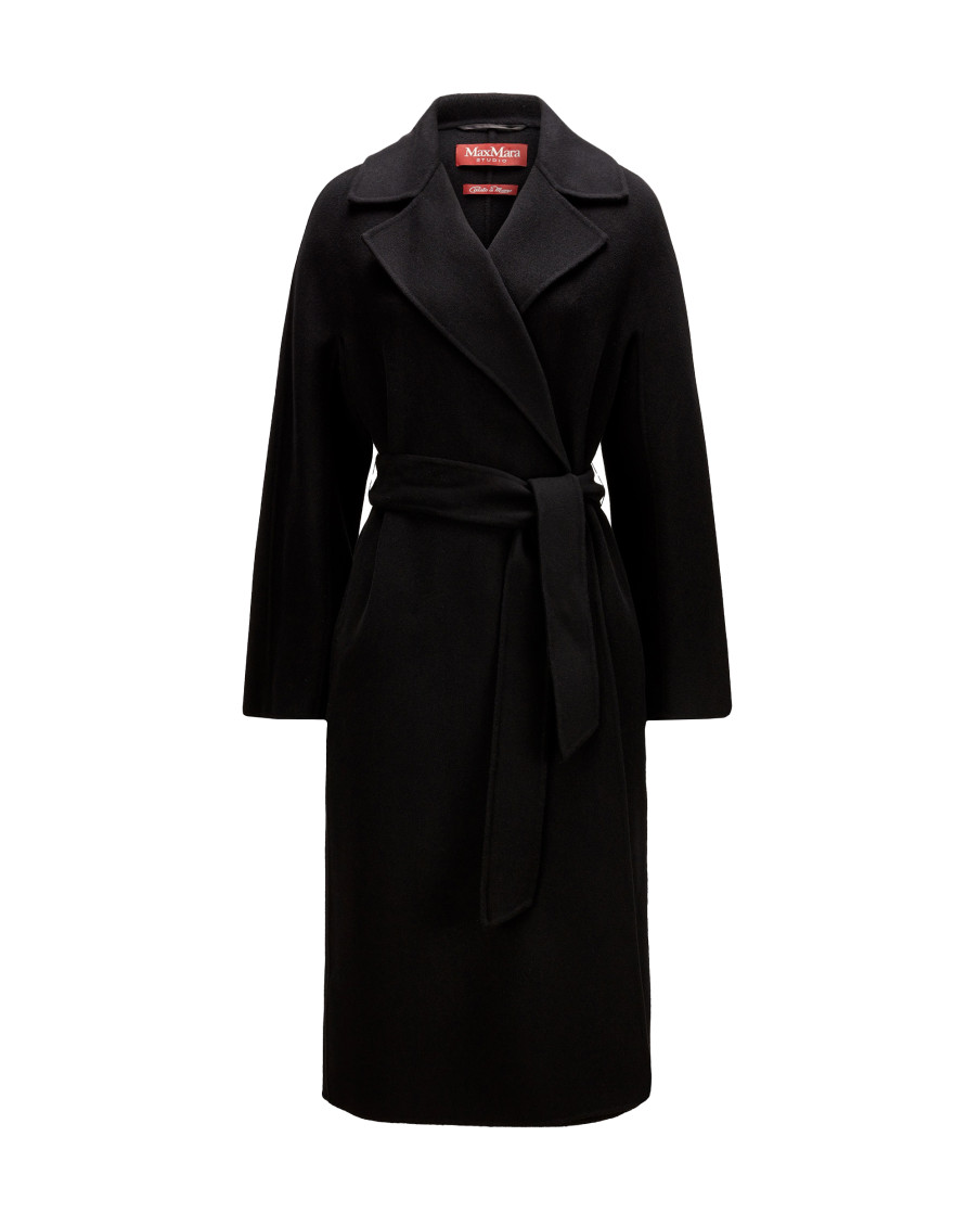 Black Notched Lapel Trench Coat