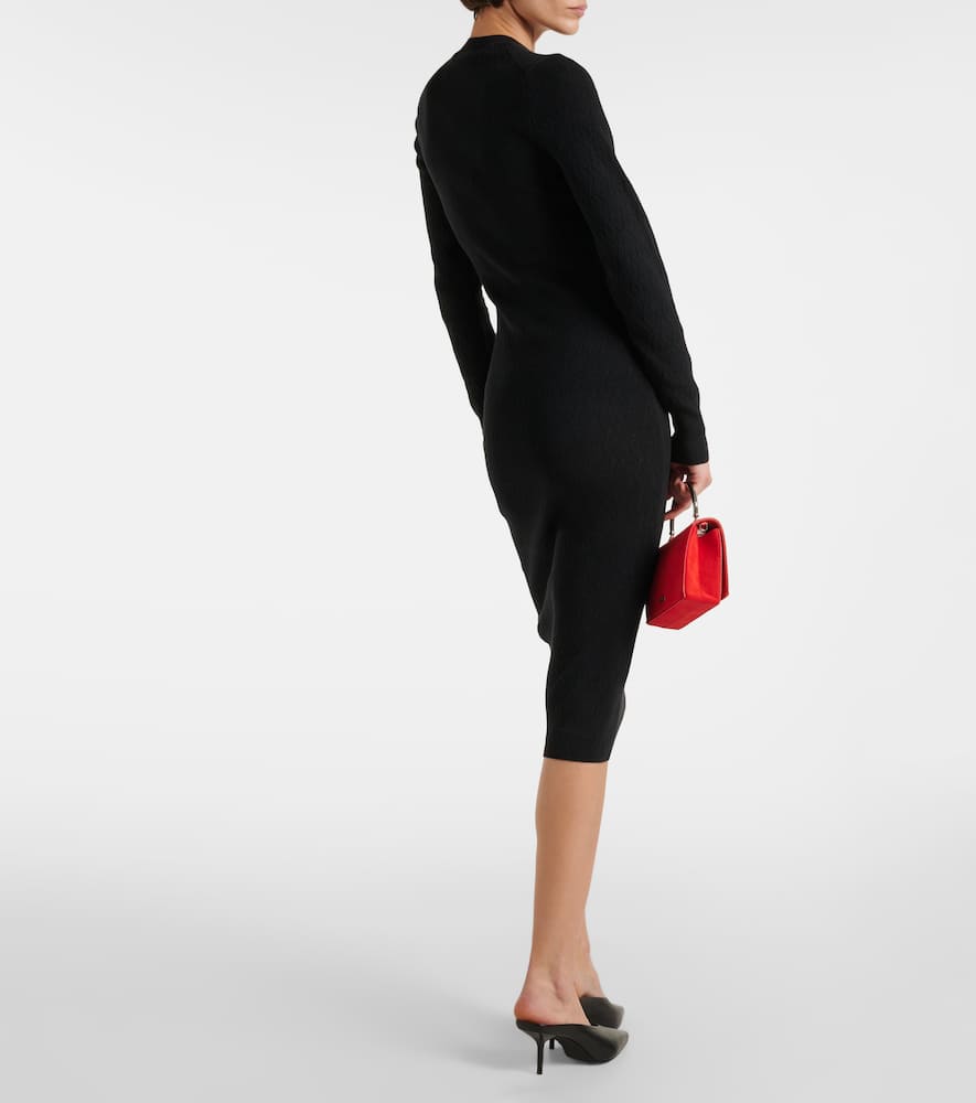 Knitted cotton and wool midi dress