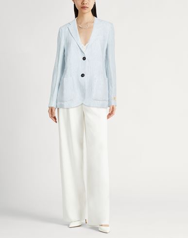 Woman Blazer Blue Size S Linen