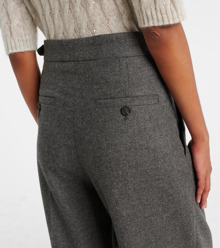Pleated wool and cashmere wide-leg pants
