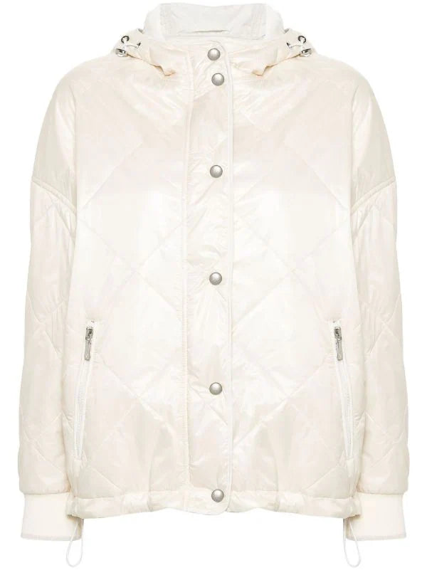Quilted Logo-Engraved Padded Jacket — Beige