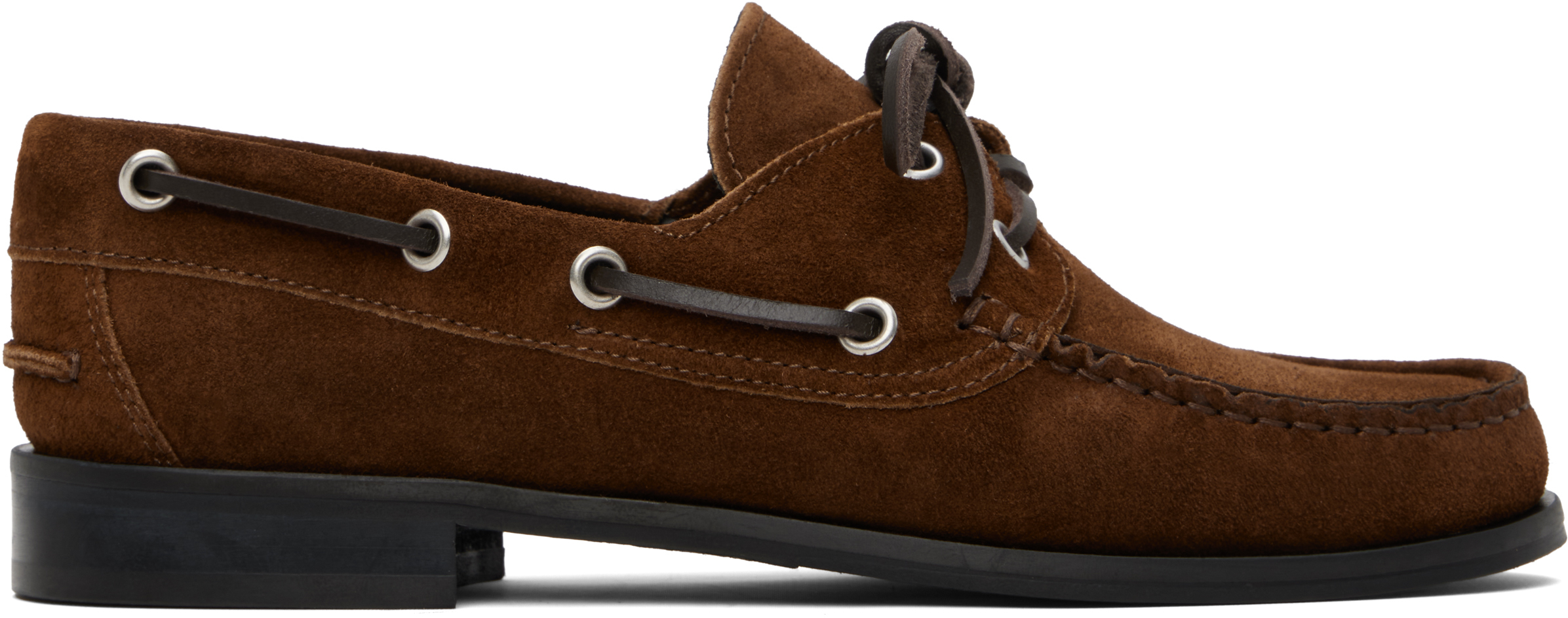 Aeyde Brown Harris Suede Boat Shoes