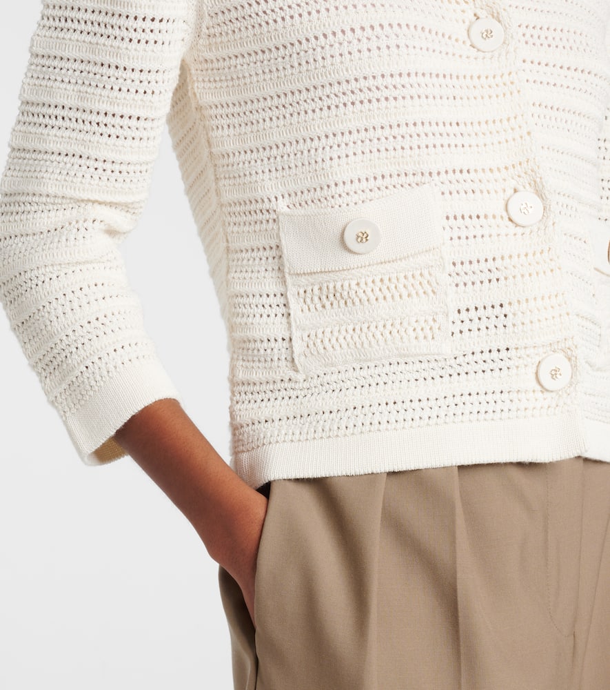 Precise Pointelle cotton-blend cardigan