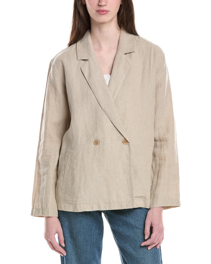 Notch Collar Linen Blazer