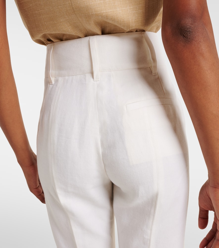 Rhein high-rise linen and wool-blend flared pants