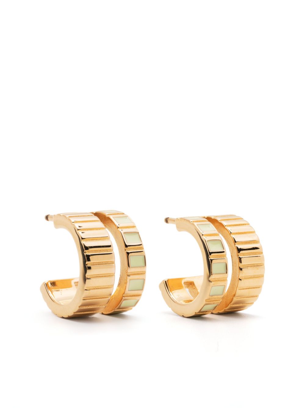 Slot gem-embellished hoop earrings - Gold