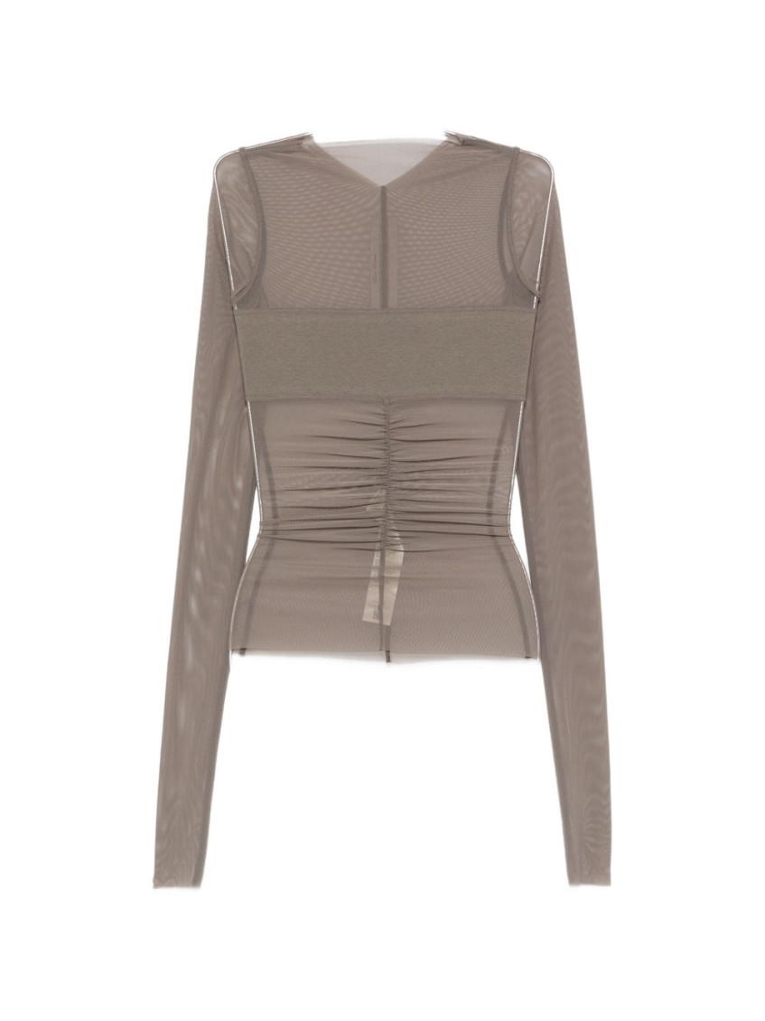 Rick Owens - sheer ruched long sleeve top