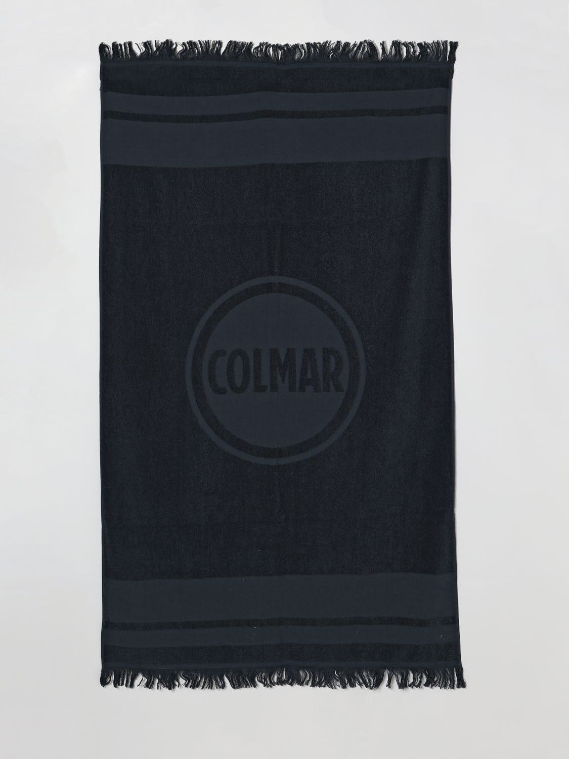 Logo-jacquard fringed towel - Blue